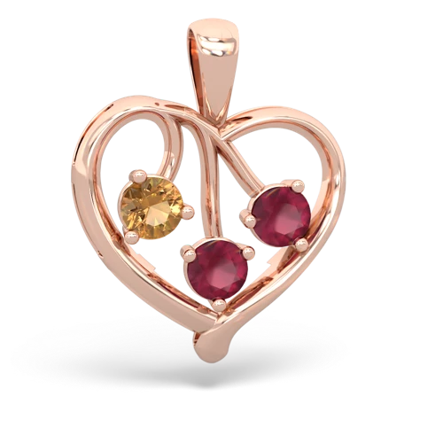 citrine-ruby love heart pendant