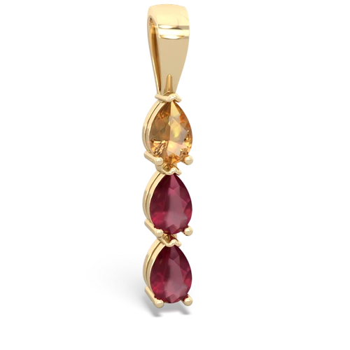 citrine-ruby three stone pendant