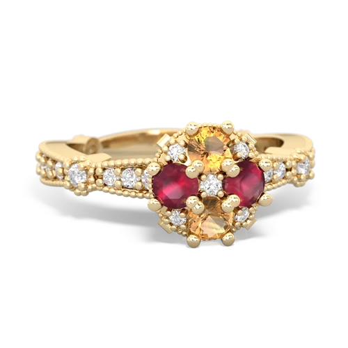 citrine-ruby art deco engagement ring