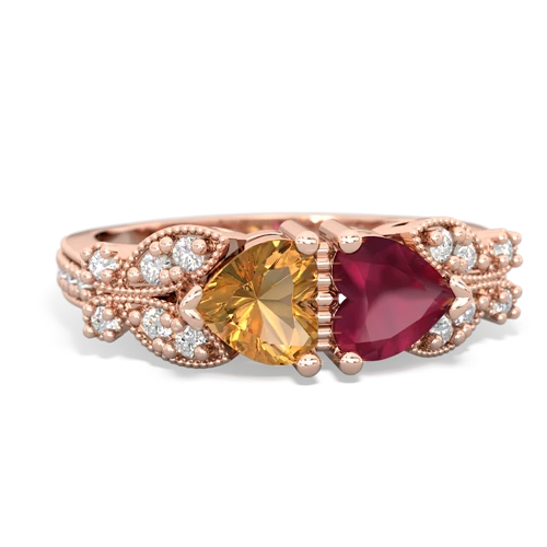 citrine-ruby keepsake butterfly ring