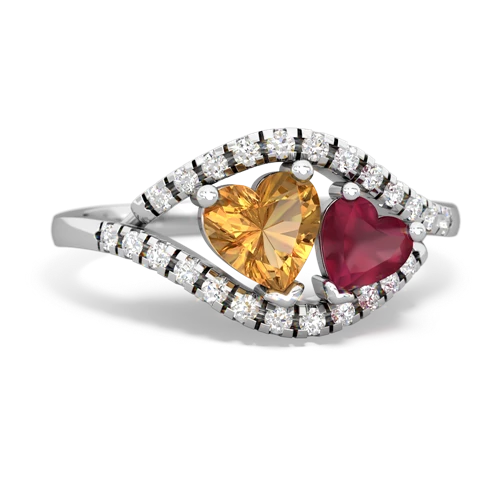 citrine-ruby mother child ring