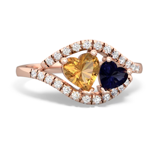 citrine-sapphire mother child ring