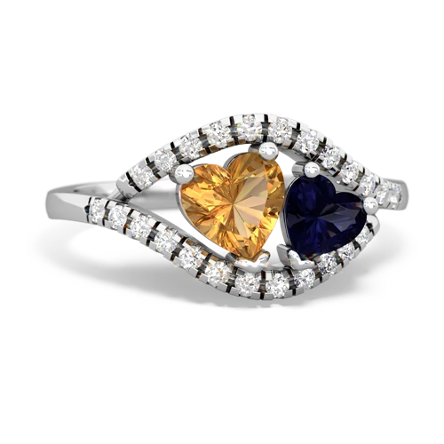 citrine-sapphire mother child ring