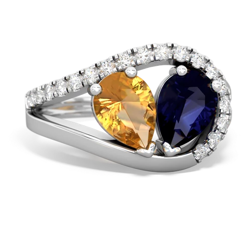 citrine-sapphire pave heart ring