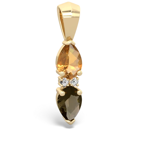 citrine-smoky quartz bowtie pendant