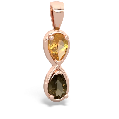 citrine-smoky quartz infinity pendant