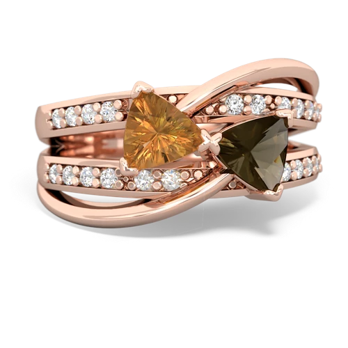 citrine-smoky quartz couture ring