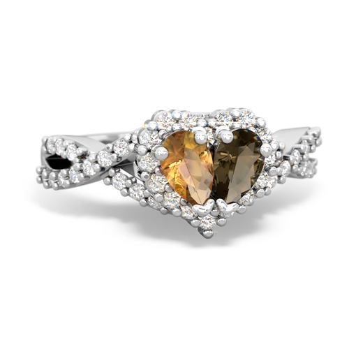 citrine-smoky quartz engagement ring