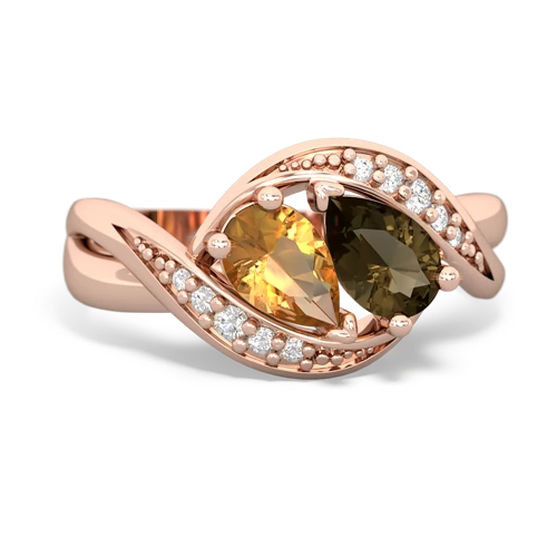 citrine-smoky quartz keepsake curls ring