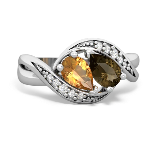 citrine-smoky quartz keepsake curls ring