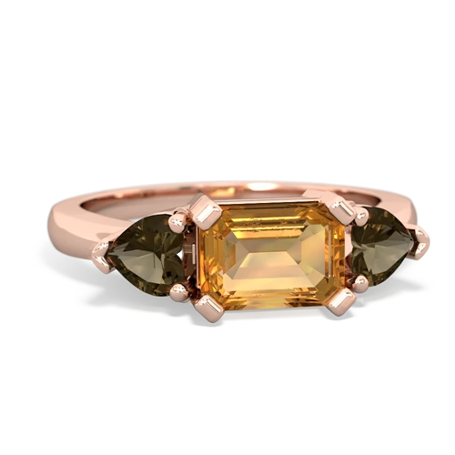 citrine-smoky quartz timeless ring