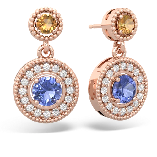 citrine-tanzanite halo earrings