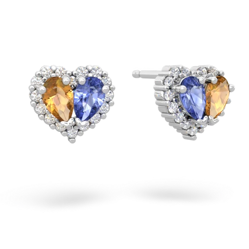 citrine-tanzanite halo-heart earrings