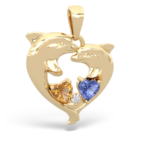 citrine-tanzanite dolphins pendant