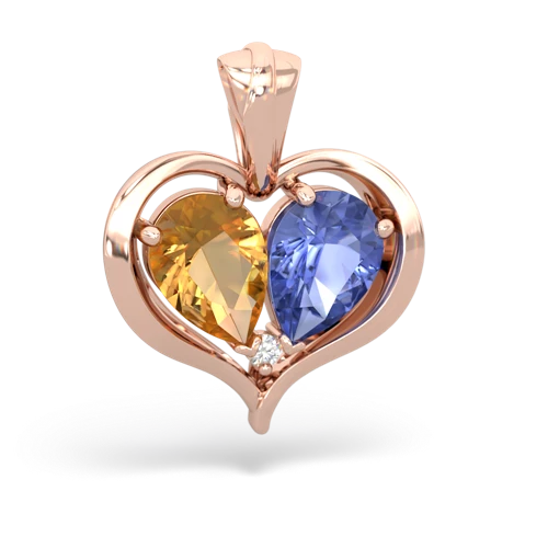 citrine-tanzanite half heart whole pendant