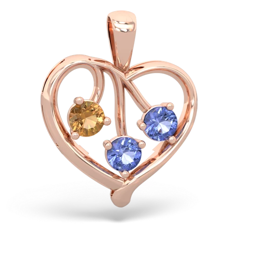 citrine-tanzanite love heart pendant