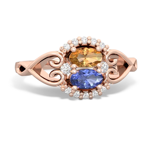 citrine-tanzanite antique keepsake ring