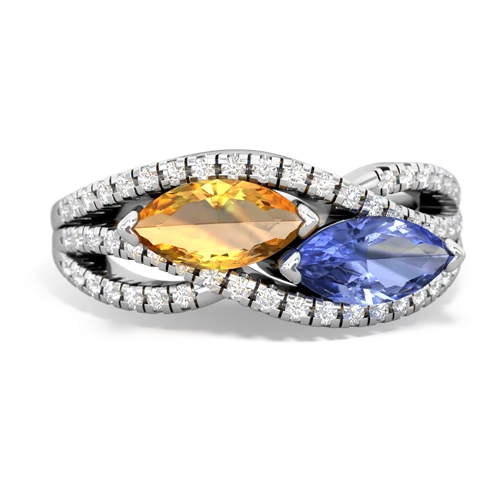 citrine-tanzanite double heart ring