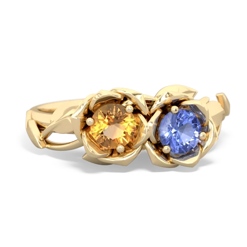 citrine-tanzanite roses ring