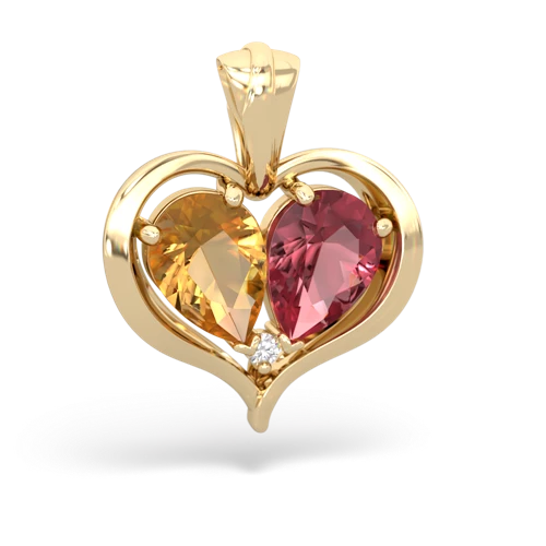 citrine-tourmaline half heart whole pendant