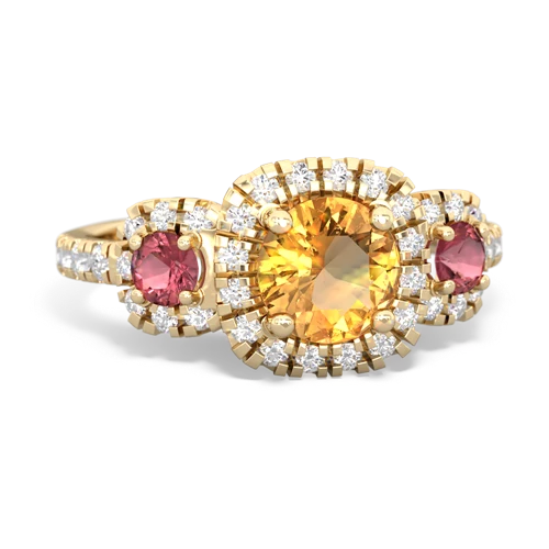 citrine-tourmaline three stone regal ring