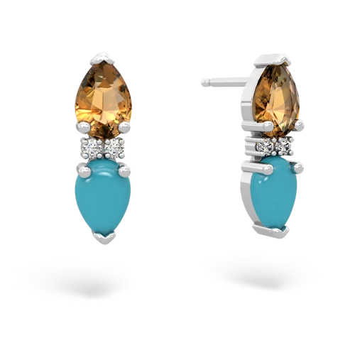 citrine-turquoise bowtie earrings