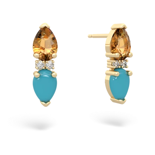 citrine-turquoise bowtie earrings