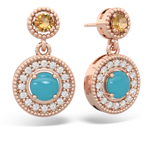 citrine-turquoise halo earrings