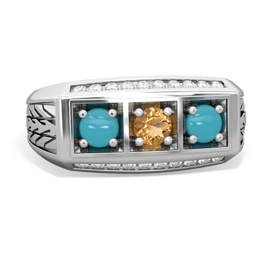 citrine-turquoise three stone ring