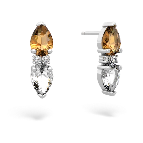 citrine-white topaz bowtie earrings