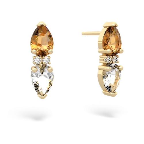 citrine-white topaz bowtie earrings