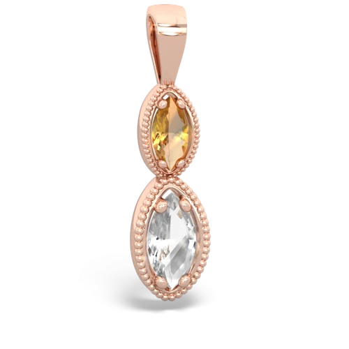 citrine-white topaz antique milgrain pendant