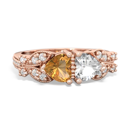 citrine-white topaz keepsake butterfly ring