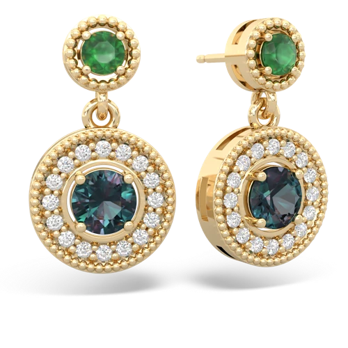 emerald-alexandrite halo earrings