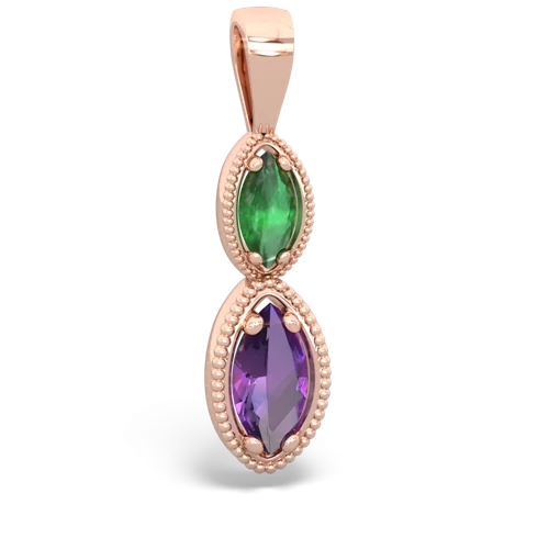 emerald-amethyst antique milgrain pendant