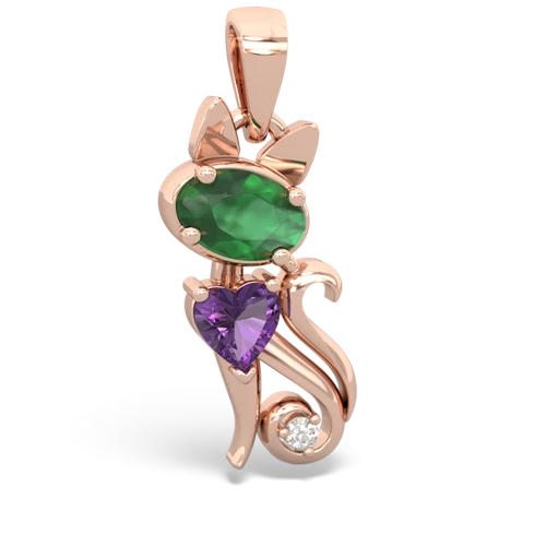 emerald-amethyst kitten pendant