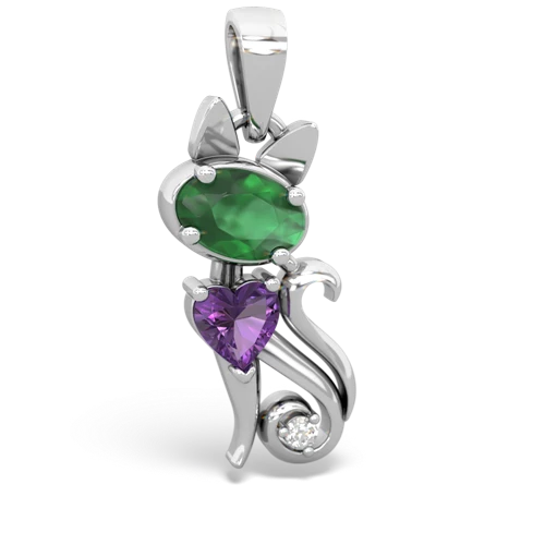 emerald-amethyst kitten pendant