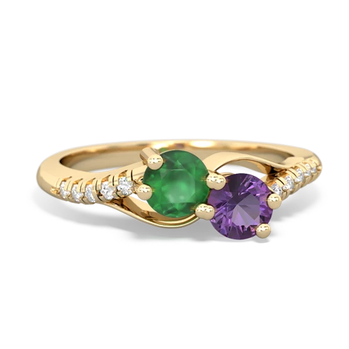 emerald-amethyst two stone infinity ring