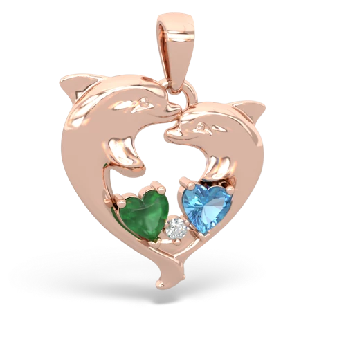 emerald-blue topaz dolphins pendant