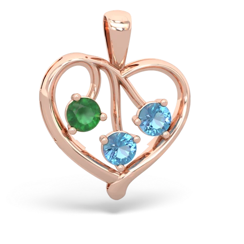 emerald-blue topaz love heart pendant