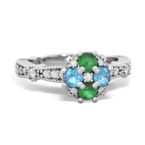 emerald-blue topaz art deco engagement ring