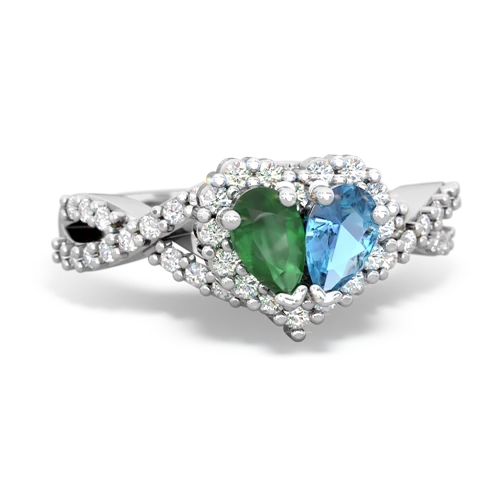 emerald-blue topaz engagement ring