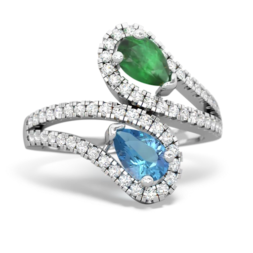 emerald-blue topaz pave swirls ring