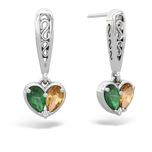 emerald-citrine filligree earrings