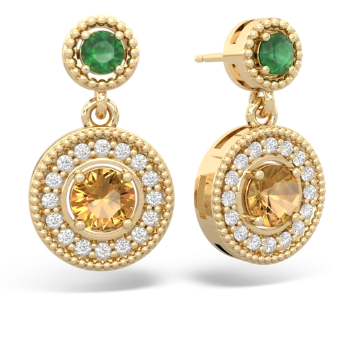 emerald-citrine halo earrings