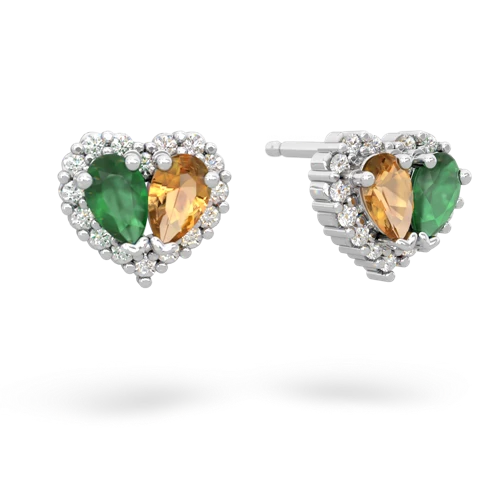emerald-citrine halo-heart earrings