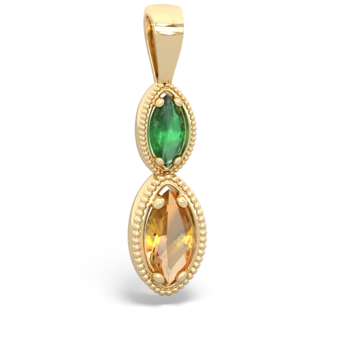 emerald-citrine antique milgrain pendant