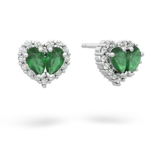 emerald halo-heart earrings