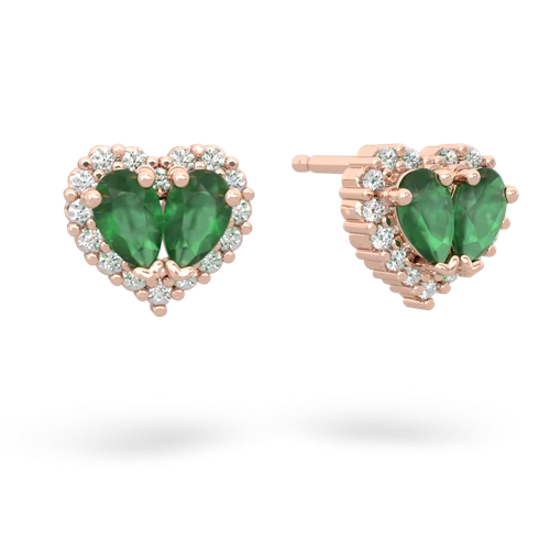 emerald-emerald halo-heart earrings