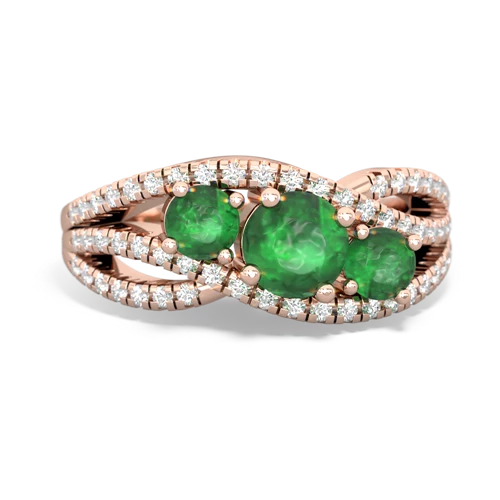 sapphire-lab emerald three stone pave ring